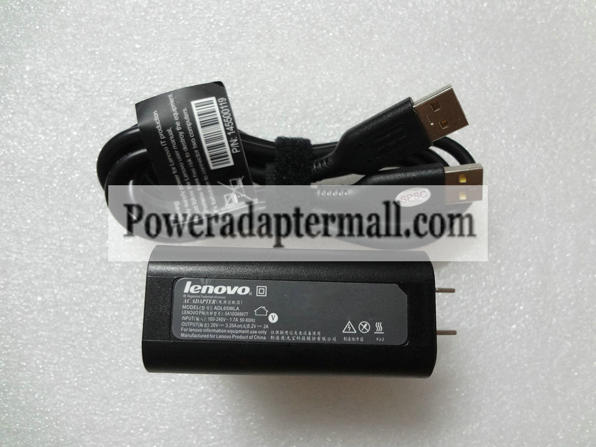 65W Lenovo ADL65WDB ADL65WDD AC Power Adapter USB Cable